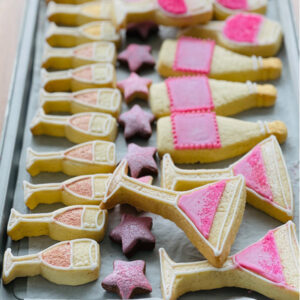 champagne fizz themed biscuits wedding shower