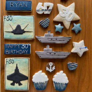 navy themed cookies fighter jet biscuits