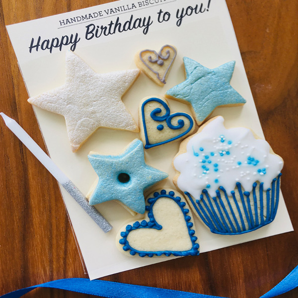 Happy Birthday Cupcake biscuits letterbox gift vanilla shortbread