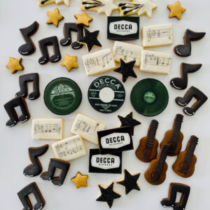 Decca themed music hand decorated biscuits