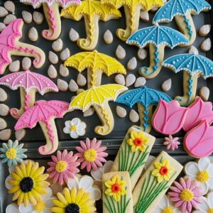 April Showers iced cookies