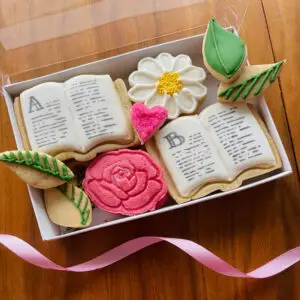 Books Flowers biscuits sugar cookies