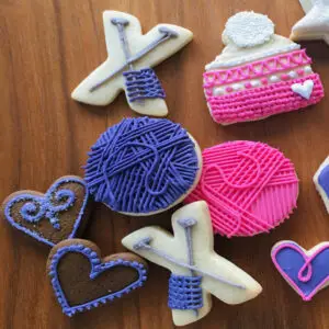 Love to Knit/Crochet (hand-iced biscuits)