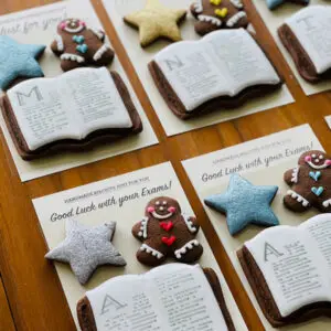 EXAM good luck letterbox biscuits