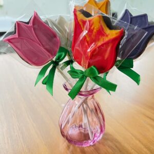 flower biscuits royal icing glass vase