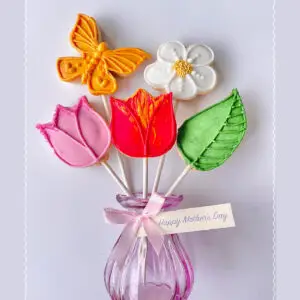 Flower stems & glass vase (hand-iced biscuits)