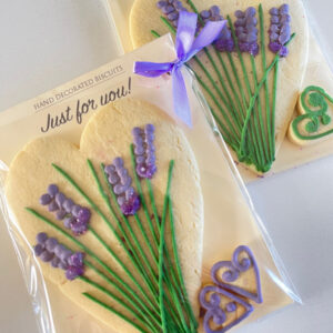 iced lavender heart biscuit