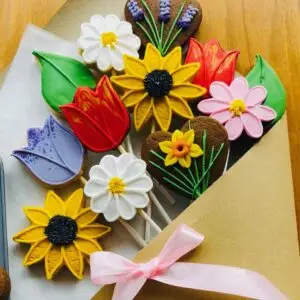 Biscuit bouquet - a dozen beautifully hand decorated floral biscuits