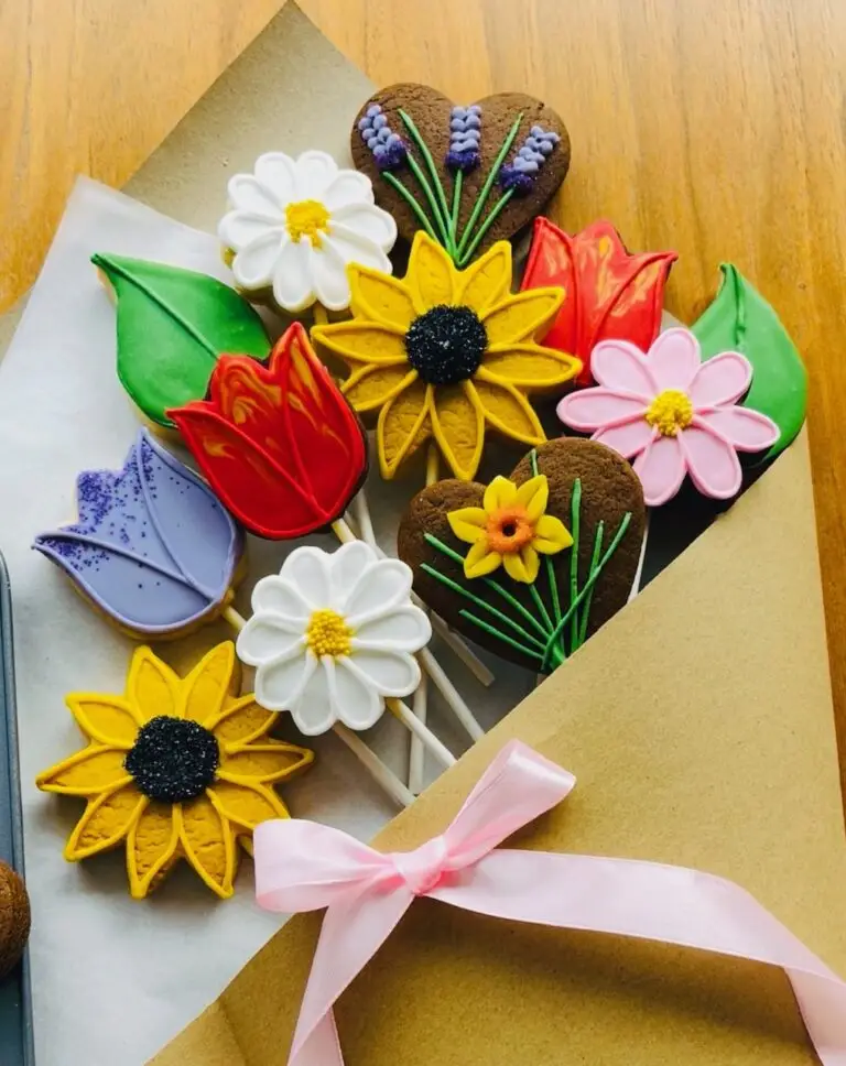 Hand-iced flower biscuit bouquet