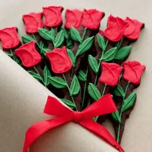 Red rose chocolate biscuits