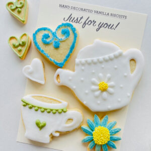 Iced biscuits tea time tea pot theme letterbox