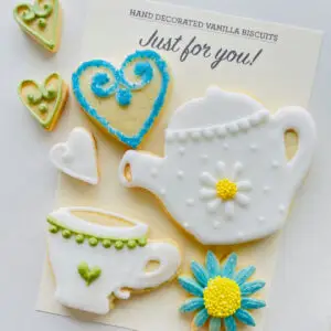 Iced biscuits tea time tea pot theme letterbox