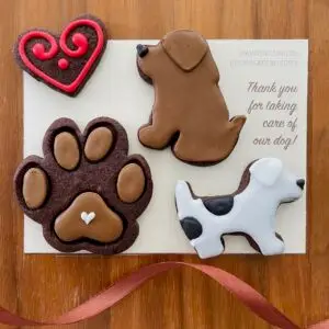 Dog theme thank you biscuits for dog sitter