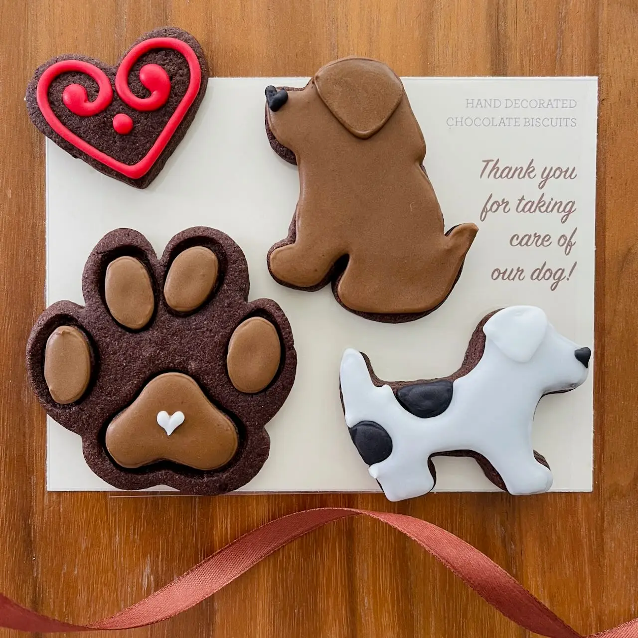 Dog theme thank you biscuits for dog sitter
