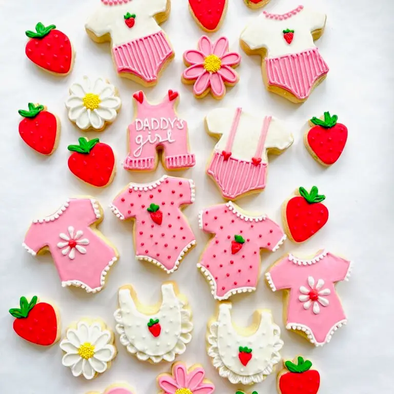Baby Shower strawberry theme biscuits