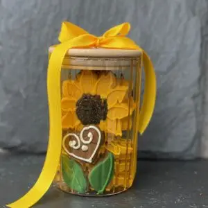 Biscuit jar – Bees & Sunflowers (hand-iced biscuits)